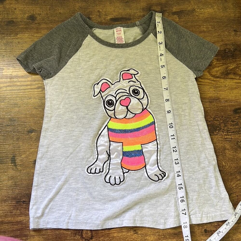 5 for $20 Justice Active Heathered Gray Sequin Dog Graphic Short Sleeve Tee - Picture 5 of 8